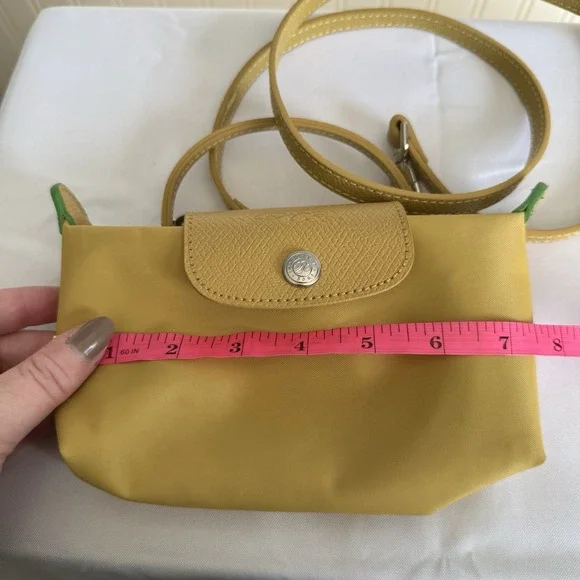 Longchamp Le Pliage XS Mini Tote Crossbody Shoulder Bag Handbag Yellow EUC - Picture 14 of 16